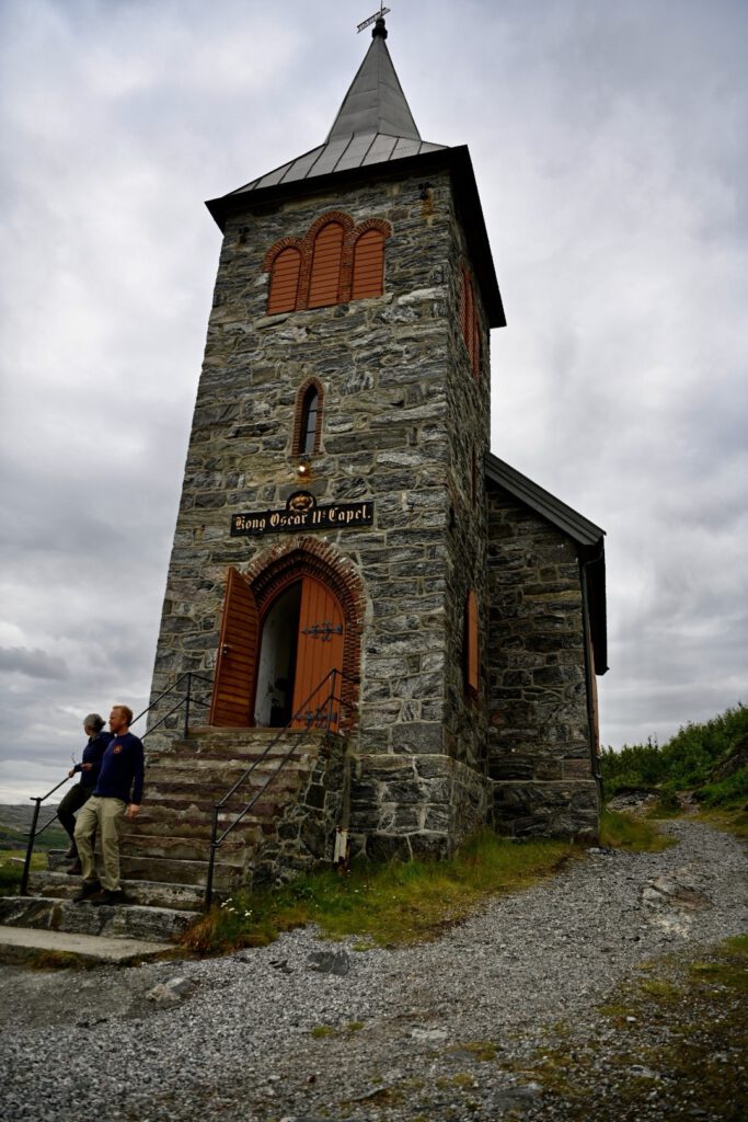 Tower of the chapel with visitors