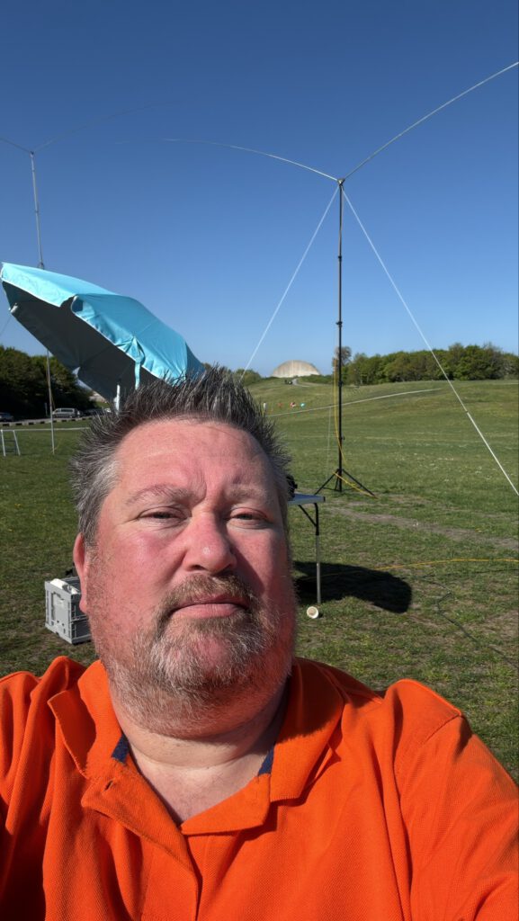 Selfie at the field day with the antenna behind
