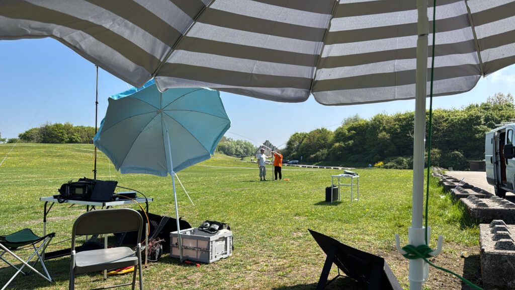 Field day station under the parasols in Spaarnwoude
