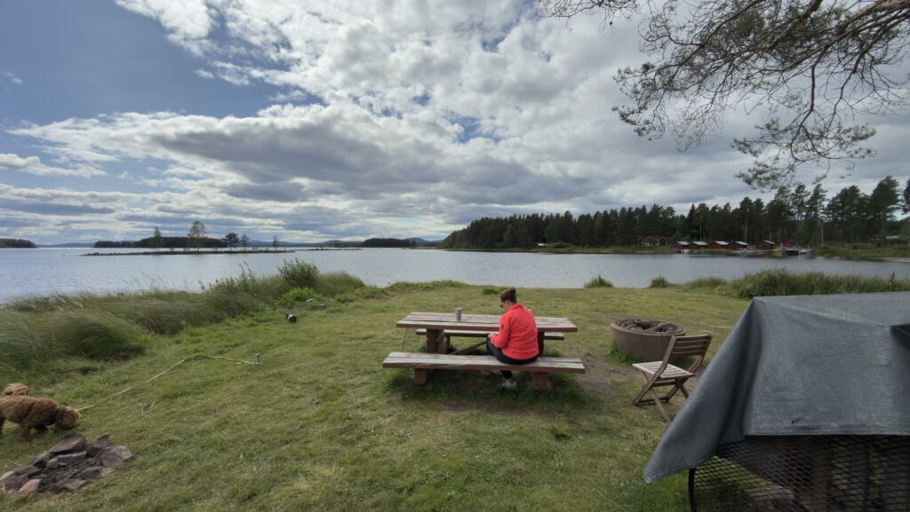 Picnic table at Lake Siljan